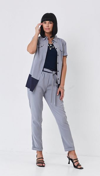 Фото bluza-rubaska-na-pugovicah-seraa-1 товару Блуза-сорочка на гудзиках сіра0