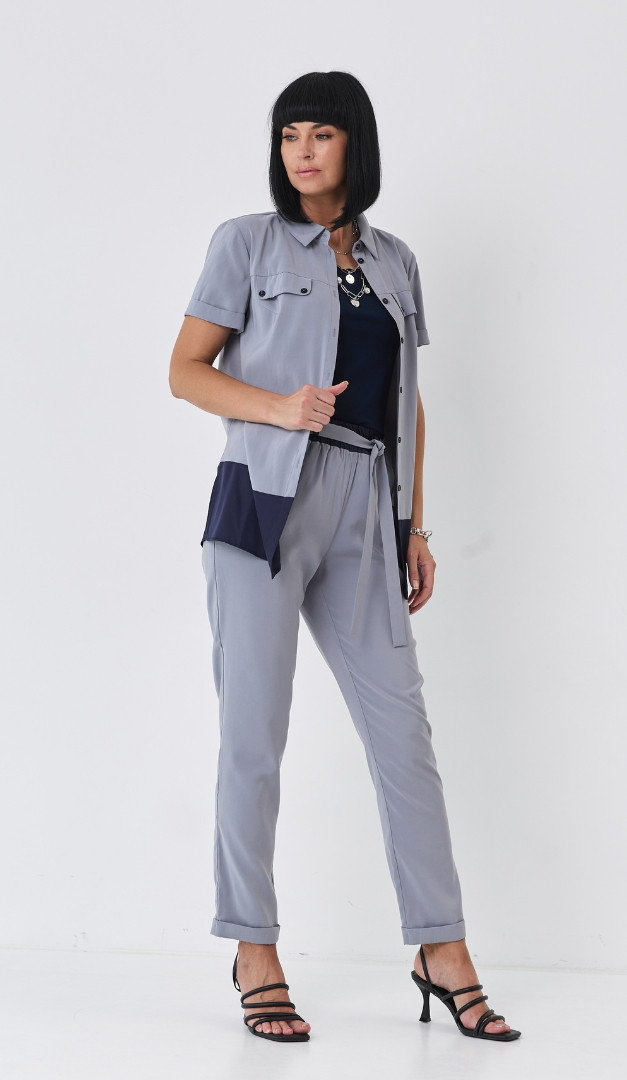 Фото bluza-rubaska-na-pugovicah-seraa-5 товара Блуза-рубашка на пуговицах серая0