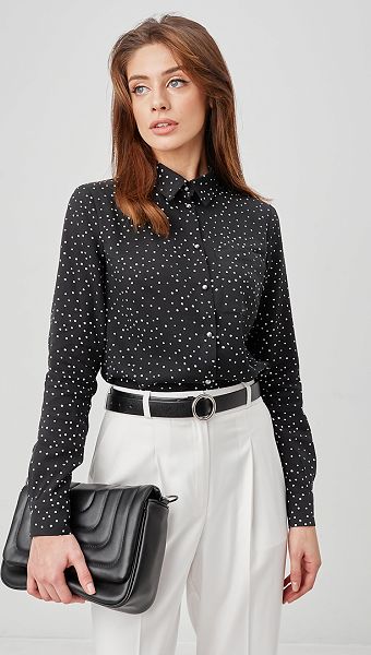 Фото bluzka-cernaa-v-goroh-02 товару Блузка чорна в горох0 Фото bluzka-cernaa-v-goroh-02 товару Блузка чорна в горох0