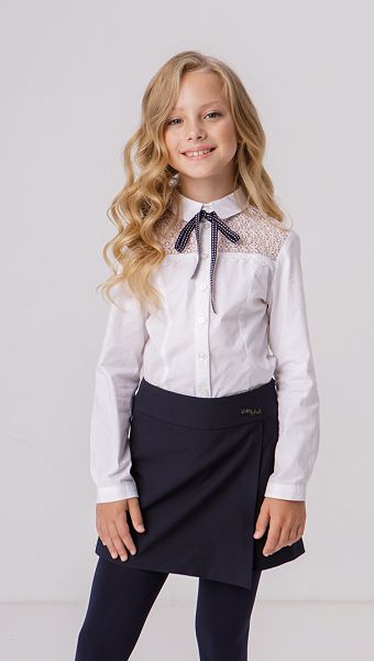 Фото bluzka-dla-devocki-belaa-s-kruzevom-03 товару Блузка для дівчинки біла з мереживом0