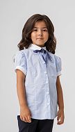 Фото bluzka-dla-devocki-golubaa-v-kletku-03 товару Блузка для дівчинки блакитна в клітинку0