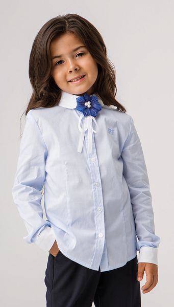 Фото bluzka-golubaa-v-polosku-dla-devocki-03 товару Блузка блакитна в полоску для дівчинки