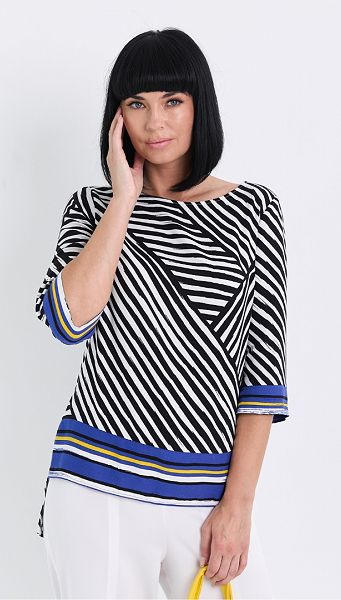 Фото bluzka-pramaa-cerno-belyj-print-1 товара Блузка прямая чёрно-белый принт