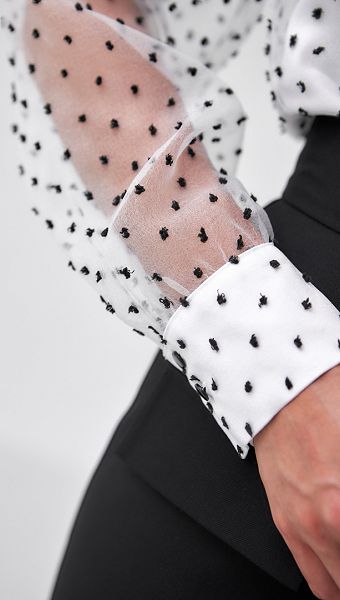 Фото bluzka-prozracnaa-v-goroh-s-topom-05 товару Блузка прозора в горох з топом0