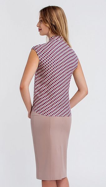 Фото bluzka-s-bantom-rozovo---sinaa-02 товару Блузка з бантом рожево - синя0