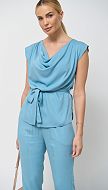 Фото bluzka-s-drapirovkoj-biruza-01 товара Блузка с драпировкой бирюза0