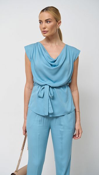 Фото bluzka-s-drapirovkoj-biruza-03 товара Блузка с драпировкой бирюза0