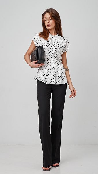 Фото bluzka-s-printom-v-goroh-bez-rukavov-02 товара Блузка с принтом в горох без рукавов0