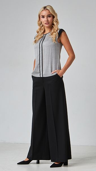 Фото bluzka-seraa-s-cernoj-otdelkoj-01 товара Блузка серая с чёрной отделкой0