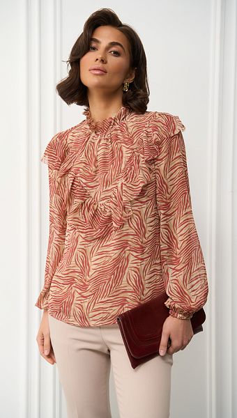 Фото bluzka-sifonovaa-v-animalisticeskij-print-1 товару Блузка шифонова в анімалістичний принт0