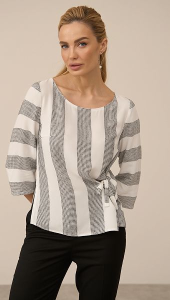 Фото bluzka-svobodnogo-kroa-v-polosku-cernuu-02 товару Блузка вільного крою в смужку чорну0