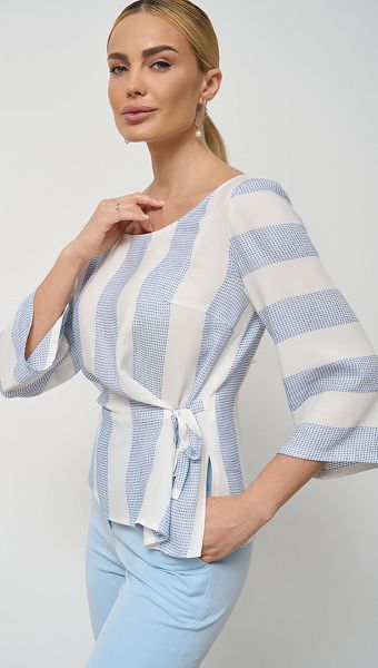 Фото bluzka-svobodnogo-kroa-v-polosku-golubaa-03 товара Блузка свободного кроя в полоску голубая0