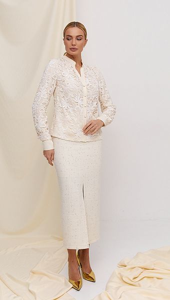 Фото bluzka-zenskaa-s-kruzevom-slivocnaa-2 товара Блузка женская с кружевом сливочная0