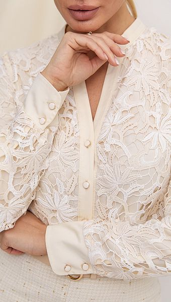 Фото bluzka-zenskaa-s-kruzevom-slivocnaa-3 товару Блузка жіноча з мереживом вершкова0 Фото bluzka-zenskaa-s-kruzevom-slivocnaa-3 товару Блузка жіноча з мереживом вершкова0