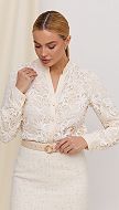 Фото bluzka-zenskaa-s-kruzevom-slivocnaa-5 товара Блузка женская с кружевом сливочная0