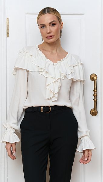 Фото bluzka-zenskaa-s-rusami-belaa-02 товару Блуза жіноча з рюшами біла0 Фото bluzka-zenskaa-s-rusami-belaa-02 товару Блуза жіноча з рюшами біла0