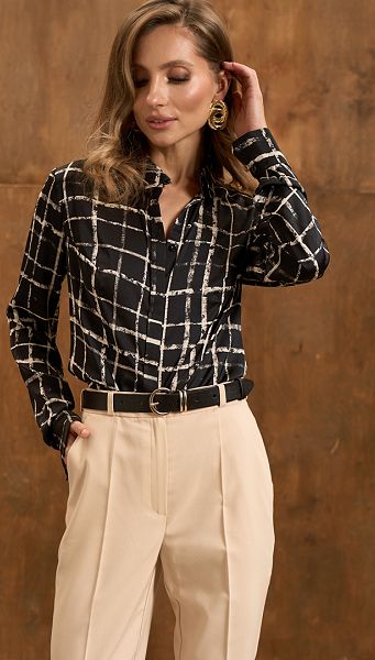 Фото bluzka-zenskaa-v-kletocku-cernaa-01 товару Блузка жіноча в клітинку чорна Фото bluzka-zenskaa-v-kletocku-cernaa-01 товару Блузка жіноча в клітинку чорна