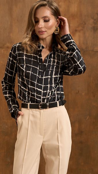 Фото bluzka-zenskaa-v-kletocku-cernaa-01 товару Блузка жіноча в клітинку чорна0 Фото bluzka-zenskaa-v-kletocku-cernaa-01 товару Блузка жіноча в клітинку чорна0