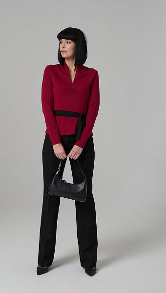 Фото bluzon-s-poasom-bordo-02 товару Блузон з поясом бордо0