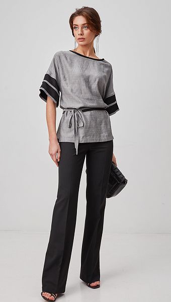 Фото bluzon-s-poasom-seryj-03 товара Блузон с поясом серый0