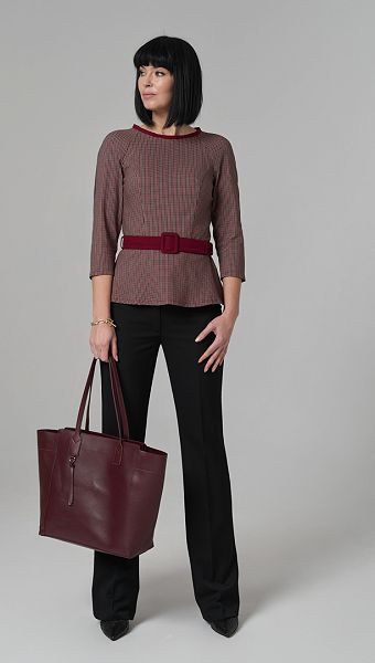 Фото bluzon-v-gusinuu-lapku-visnevyj-02 товару Блузон в гусячу лапку вишневий0