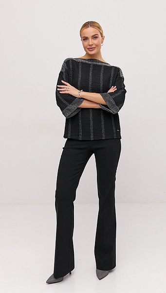 Фото bluzon-zenskij-cernyj-s-serebrom-1 товара Блузон женский чёрный с серебром