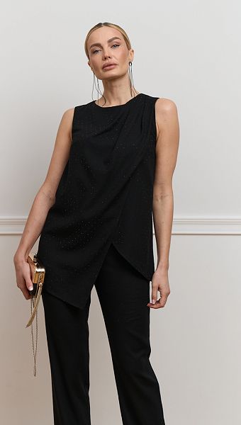 Фото bluzon-zenskij-len-cernyj-05 товару Блузон жіночий льон чорний0