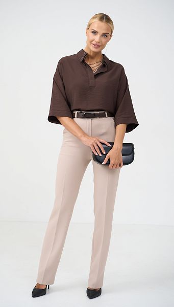 Фото bluzon-zenskij-pramoj-sokoladnyj-05 товару Блузон жіночий прямий шоколадний