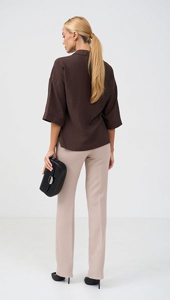 Фото bluzon-zenskij-pramoj-sokoladnyj-06 товару Блузон жіночий прямий шоколадний0