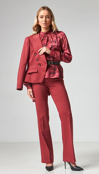 Фото bruki-kles-zenskie-terrakotovye-01 товару Брюки кльош жіночі теракотові0