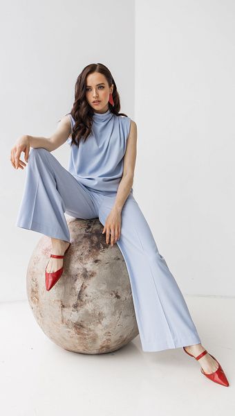 Фото bruki-palacco-golubye-03 товару Брюки палаццо блакитні0