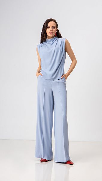 Фото bruki-palacco-golubye-04 товару Брюки палаццо блакитні0