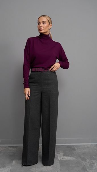 Фото bruki-pramye-iz-sersti-serye-01 товару Штани прямі з вовни сірі