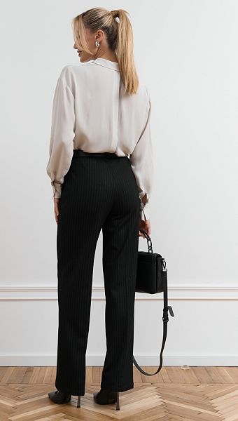 Фото bruki-pramye-v-polosku-cernye-05 товару Штани прямі в смужку чорні0 Фото bruki-pramye-v-polosku-cernye-05 товару Штани прямі в смужку чорні0