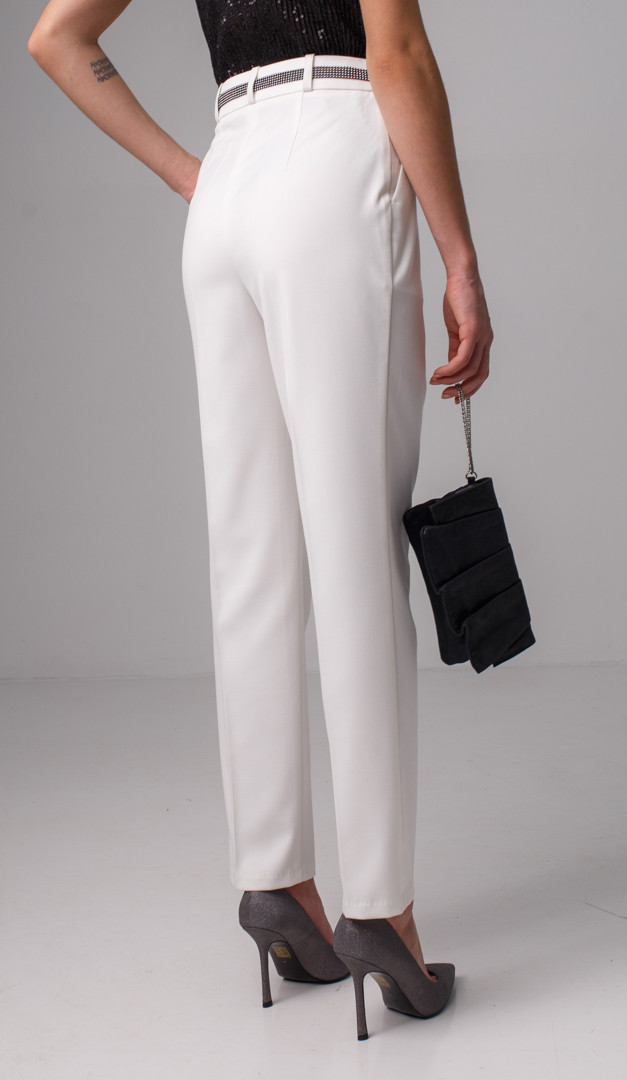 Фото bruki-s-vysokoj-posadkoj-molocnye-04 товару Брюки з високою посадкою молочні0