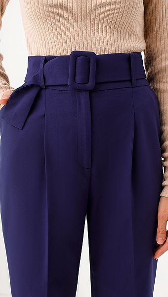 Фото bruki-s-vysokoj-posadkoj-sinie-04 товара Брюки с высокой посадкой синие0