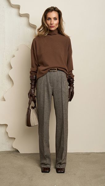 Фото bruki-zenskie-iz-sersti-koricnevyj-melanz-1 товара Брюки женские из шерсти коричневый меланж Фото bruki-zenskie-iz-sersti-koricnevyj-melanz-1 товара Брюки женские из шерсти коричневый меланж