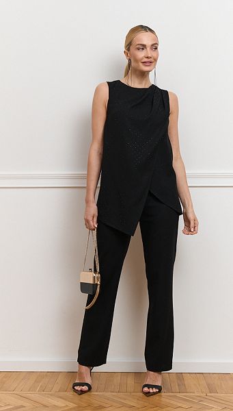 Фото bruki-zenskie-len-cernyj-1 товару Штани жіночі льон чорний