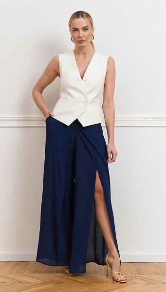 Фото bruki-zenskie-na-zapah-sinie-001 товара Брюки женские на запах синие