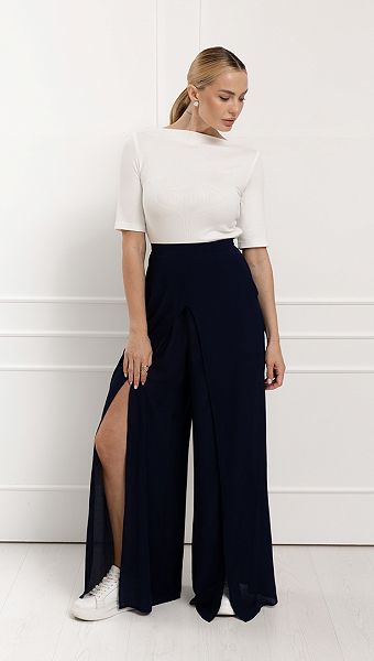 Фото bruki-zenskie-na-zapah-sinie-4 товару Штани жіночі на запах сині0 Фото bruki-zenskie-na-zapah-sinie-4 товару Штани жіночі на запах сині0