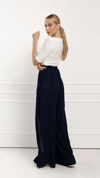 Фото bruki-zenskie-na-zapah-sinie-5 товару Штани жіночі на запах сині0