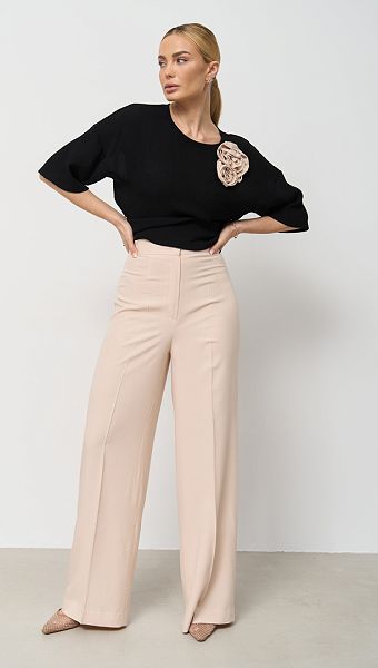 Фото bruki-zenskie-palacco-slivocnye-01 товару Штани жіночі палаццо вершкові0 Фото bruki-zenskie-palacco-slivocnye-01 товару Штани жіночі палаццо вершкові0