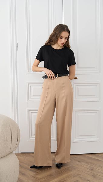 Фото bruki-zenskie-pramye-karamelnye-03 товару Штани жіночі прямі карамельні0