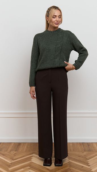 Фото bruki-zenskie-pramye-sokoladnye-01 товару Штани жіночі прямі шоколадні