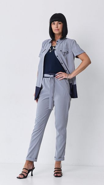 Фото bruki-zenskie-s-manzetami-serye-2 товару Брюки жіночі з манжетами сірі0