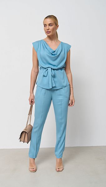 Фото bruki-zenskie-s-rezinkoj-na-poase-biruza-02 товару Брюки жіночі з резинкою на поясі бірюза0