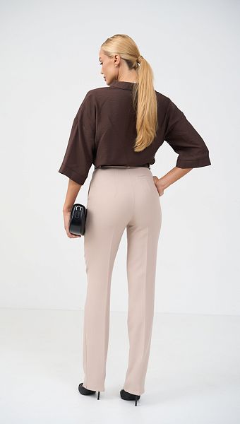 Фото bruki-zenskie-s-vysokoj-posadkoj-bezevye-05 товара Брюки женские с высокой посадкой бежевые0