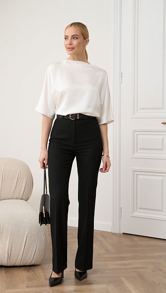 Фото bruki-zenskie-s-vysokoj-posadkoj-cernye-1 товару Штани жіночі з високою посадкою чорні