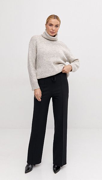 Фото bruki-zenskie-teplye-pramye-cernye-01 товару Штани жіночі теплі прямі чорні0