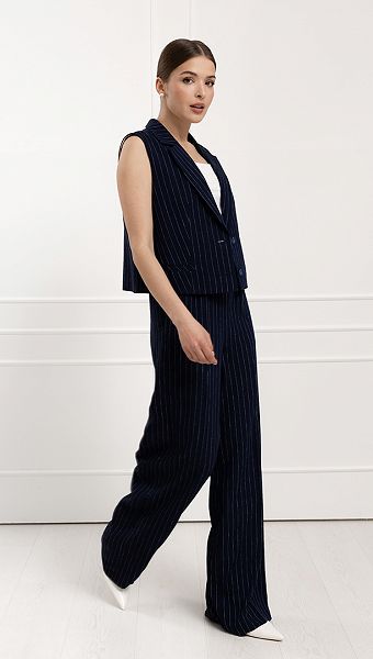 Фото bruki-zenskie-v-polosku-sinie-02 товару Штани жіночі в смужку сині0